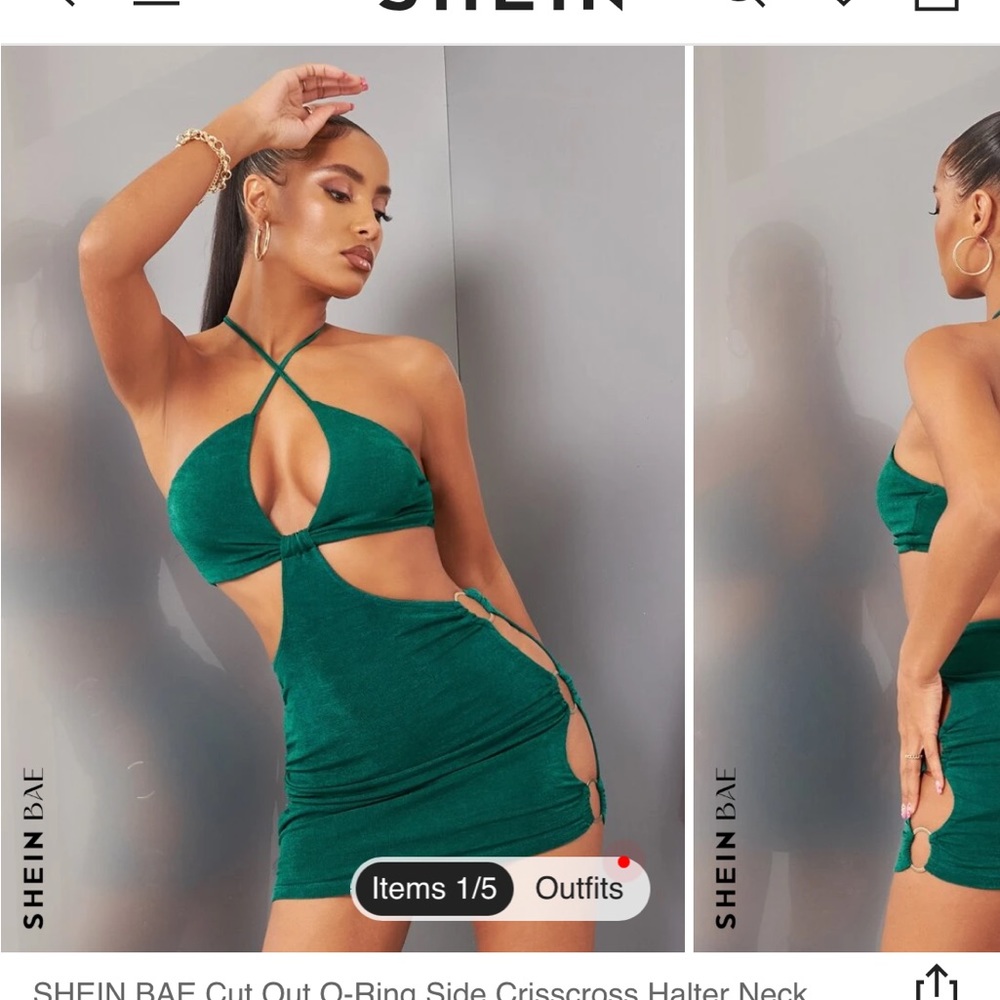 SHEIN BAE Cut Out O-Ring Side Crisscross Halter Neck Bodycon Dress - XS